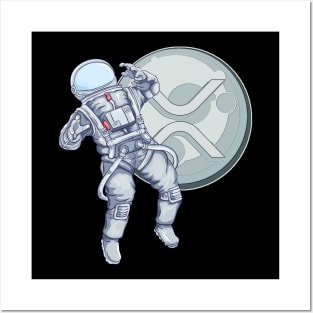 XRP Crypto Hodl Astronaut Mooning Cryptocurrency Posters and Art